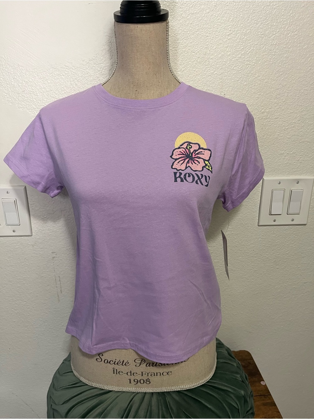 Roxy Lavender Short-Sleeve Tee with Floral Logo